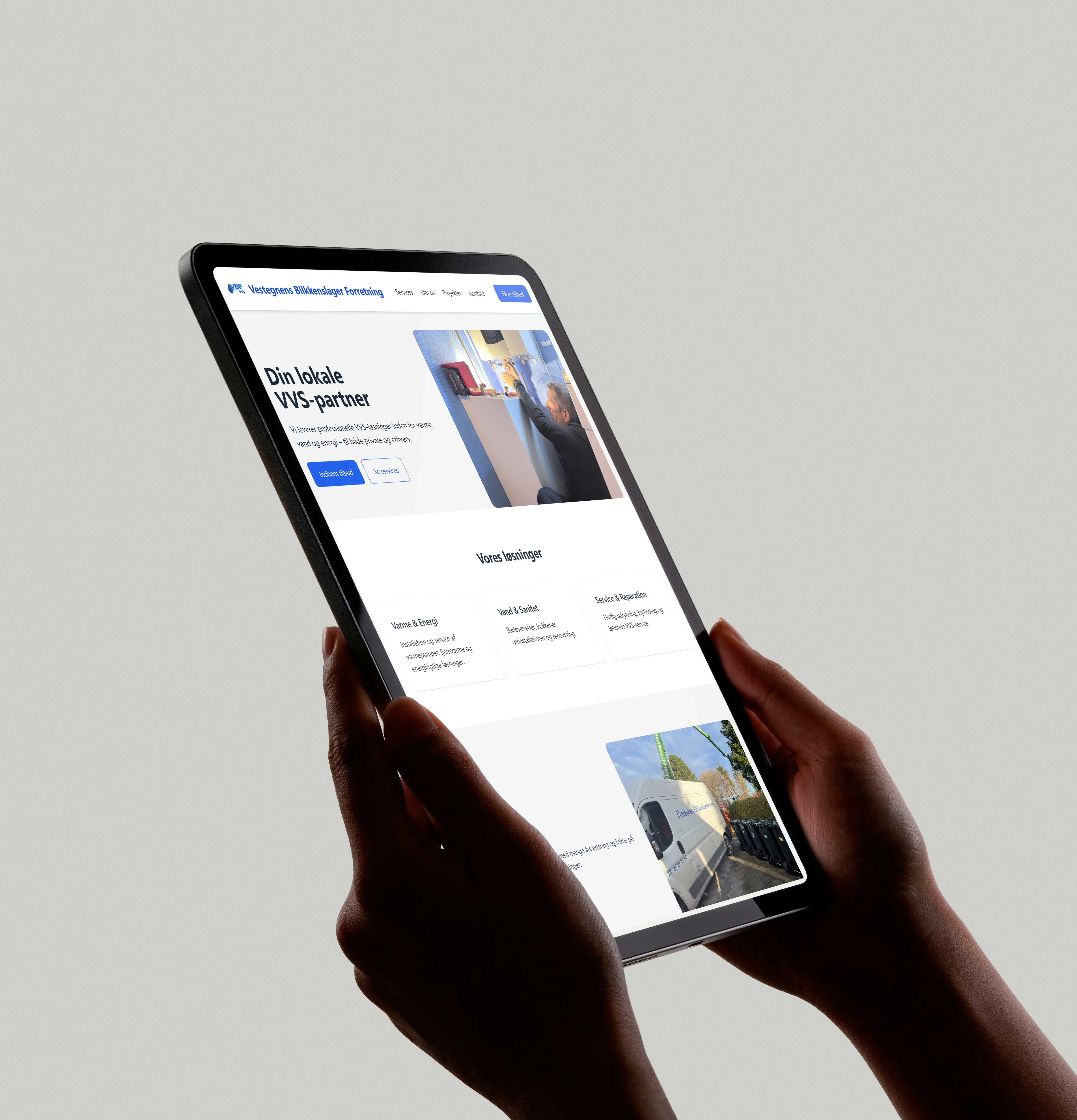 NetDrift hjemmeside vist på iPad